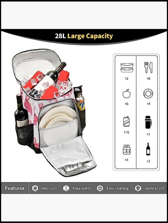 Insulated Cooler Backpack Leakproof 36 Can Lunch Bag Camping Beach main image 5